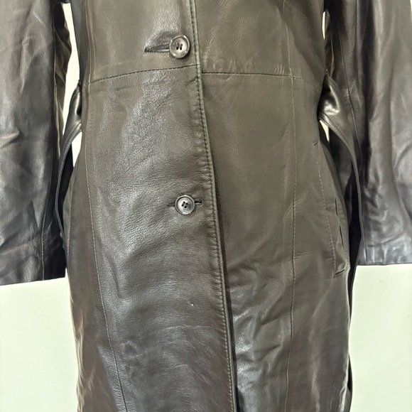 Remy Leather Black Lambskin Belted 3/4 Length Coat Made in USA Women’s Small - Picture 11 of 16